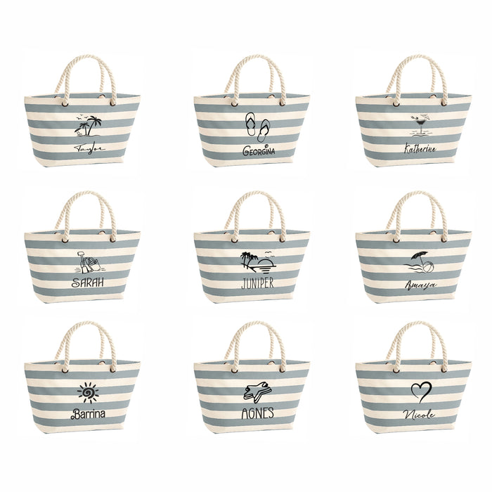 Nautical Striped Beach Bag