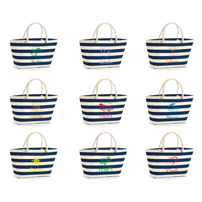 Nautical Striped Beach Bag