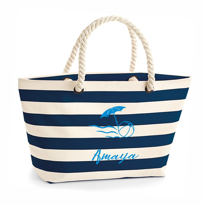 Nautical Striped Beach Bag