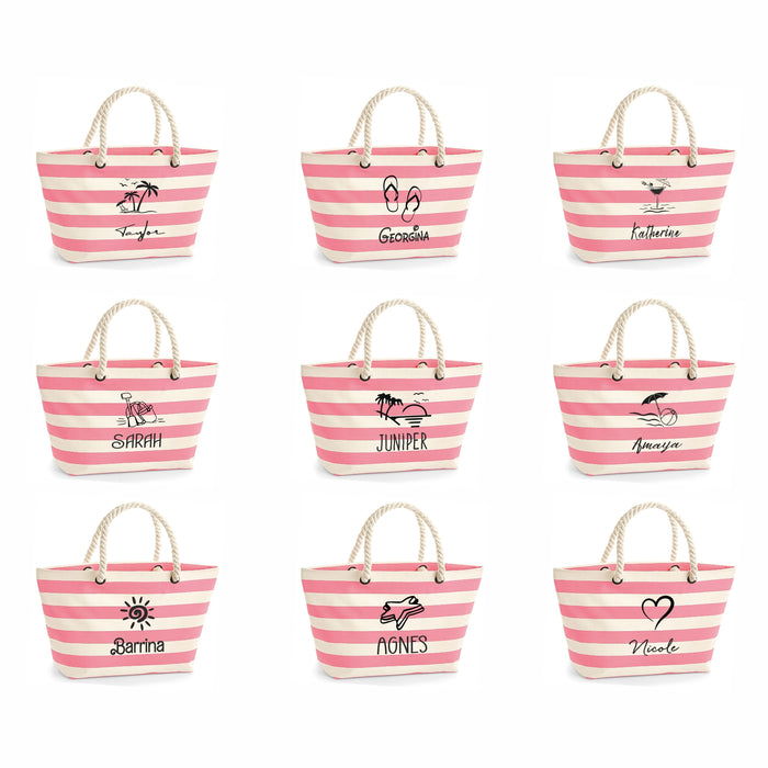 Nautical Striped Beach Bag