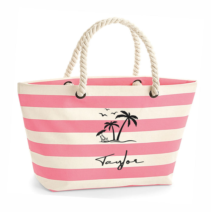 Nautical Striped Beach Bag